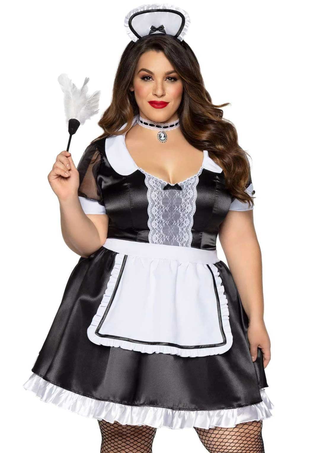 Plus Classic French Maid Costume - 1x/2x - Black / White LA-86922XBK1X2
